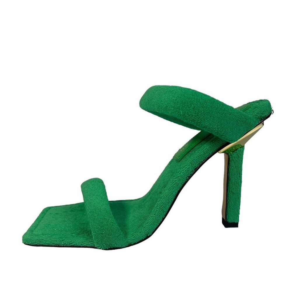 Good American Shoes Size 6.5 Heels Green Terry GA354T-X NEW Summer Vacation Pool - Picture 5 of 13